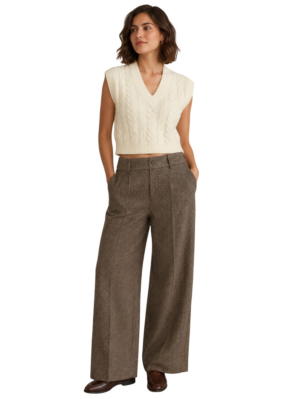 Aritzia Sunday Best Winston Sweater Vest Size XS NWT Whisper White Cable Knit